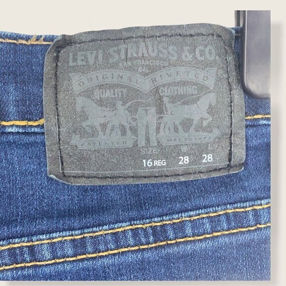 Levis 511 Slim Jeans Girls Size 16R Dark Blue Wash High Rise W28 L28 - Picture 5 of 9